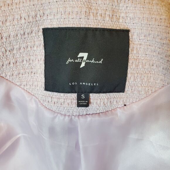 NEW 7 For All Mankind Women’s Tweed Blazer Small Purple Silver Button Jacket - Picture 10 of 12